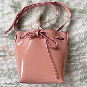 Mansur Gavriel Mini Mini Pink Patent Bucket Bag w/ Dust Bag